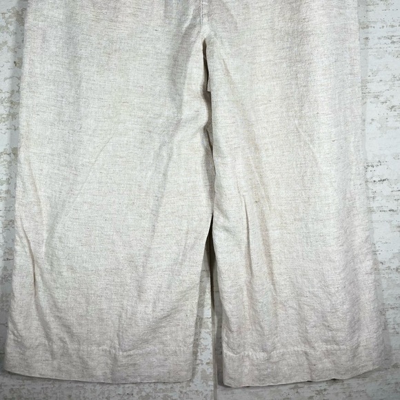 BANANA REPUBLIC Oatmeal Linen Blend Wide Leg Crop Flax Pants Size Large - Picture 5 of 9